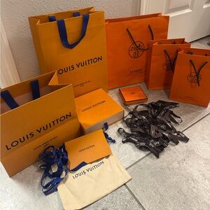 HERMES, LOUIS VUITTON bags, boxes, ribbons and stationary